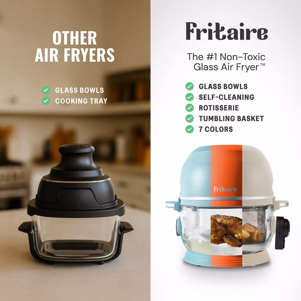 Fritaire Non-Toxic White Air Fryer with Rotating Glass Basket, Teflon and BPA Free – 3