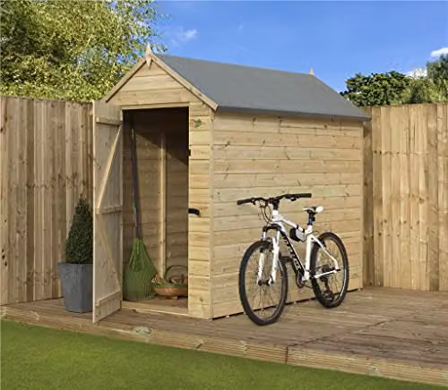 EMS Retail Empire 8000 Premier Apex Shed in Brown, Pressure Treated Shiplap Tongue and Groove with Extra Height