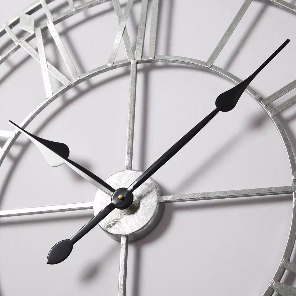 Home Garden Direct EOS Skeleton Wall Clock with Roman Numerals in Silver, W/D/H: 80 x 80 x 1 cm – 2