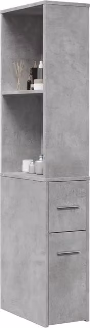 Berkfield Home Narrow Freestanding Bathroom Cupboard with Wheels in Concrete Grey – 1