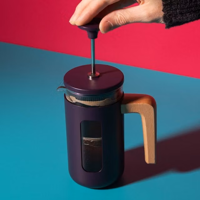La Cafetire Pisa 3 Cup Cafetiere with Wooden Handle, Purple, 350ml