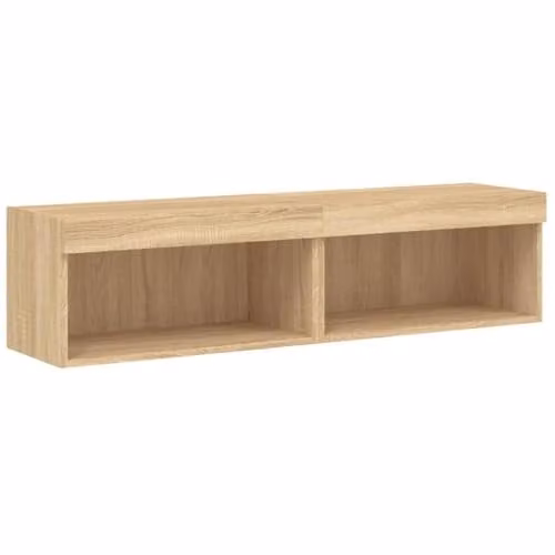 vidaXL Set of 2 Modern Wall-Mounted TV Cabinets with Integrated LED Lights in Sonoma Oak, W/D/H: 60 x 30 x 30 cm