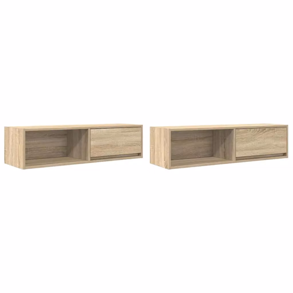 Berkfield Home 2-Piece Sonoma Oak TV Cabinets in Brown, W/D/H: 100 x 31 x 25.5 cm – 2