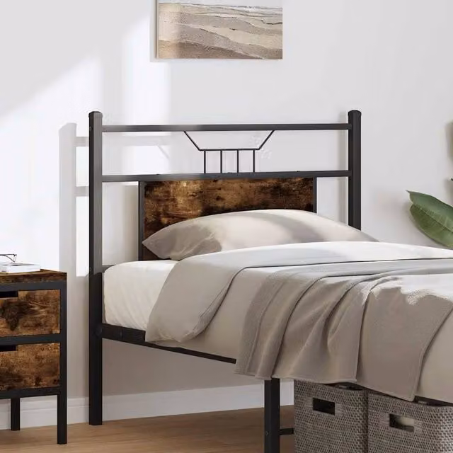 Berkfield Home Smoked Oak Headboard in Brown, Engineered Wood and Steel, Width: 75 cm