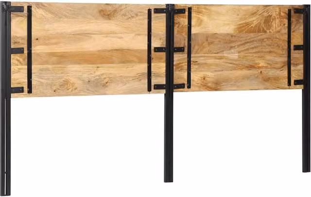 Berkfield Home Industrial Headboard in Brown Solid Mango Wood and Iron, 200 cm – 1