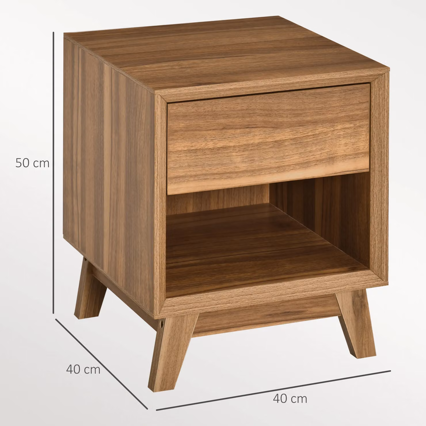 HOMCOM Modern Bedside Table with Drawer in Brown – 3