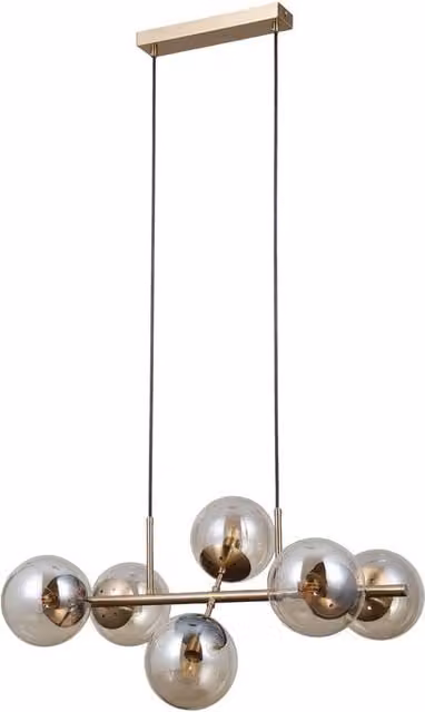 Netlighting Molite Globe Pendant Ceiling Light in Gold/Brass with 6 x E14 Glass Spheres