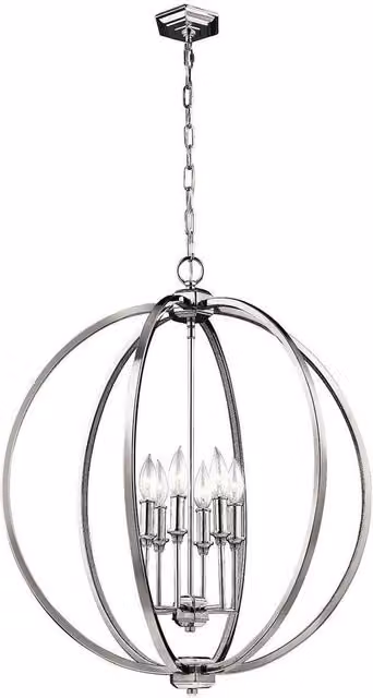 Elstead Corinne 6 Light Spherical Ceiling Pendant in Silver and Grey with Crystal and Metal Details, E14