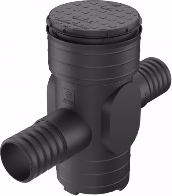 Turtle Enviro SiltGuard Silt Trap with Filter and Lid, Black, Diameter: 450 mm, Depth: 1080 mm, with 225 mm Twinwall Outlets