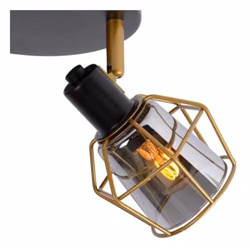 Lucide Nila Dimmable Adjustable Vintage Ceiling Spotlight, Black and Gold/Brass, Diameter: 36 cm, 3 x E14 – 4