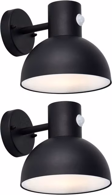 First Choice Lighting Arkle Set of 2 Black Motion Sensor Outdoor Wall Lights – 1