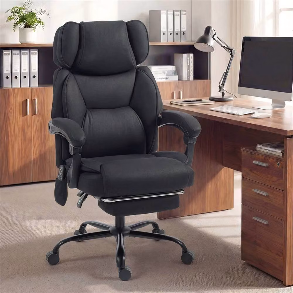 Nordara Black Synthetic Leather Executive Office Chair with Headrest and Armrests – 3