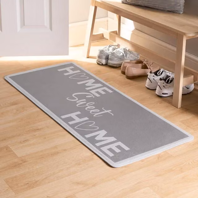 OHS Modern Rectangular Anti-Slip Runner in Grey and Multicolour