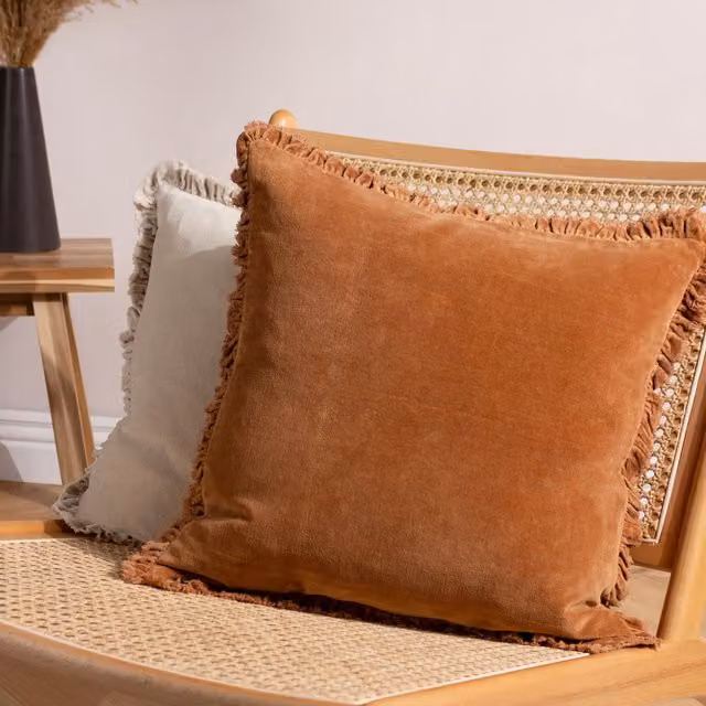 Make It A Home Bertie Cotton Velvet Cushion in Rust