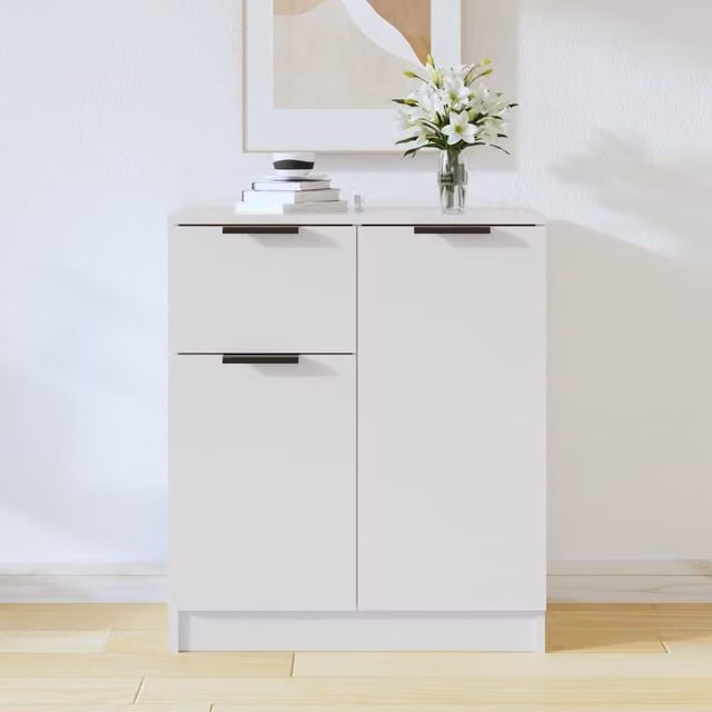 Berkfield Home White Minimalist Sideboard in Matt MDF, W/D/H: 60 x 30 x 70 cm