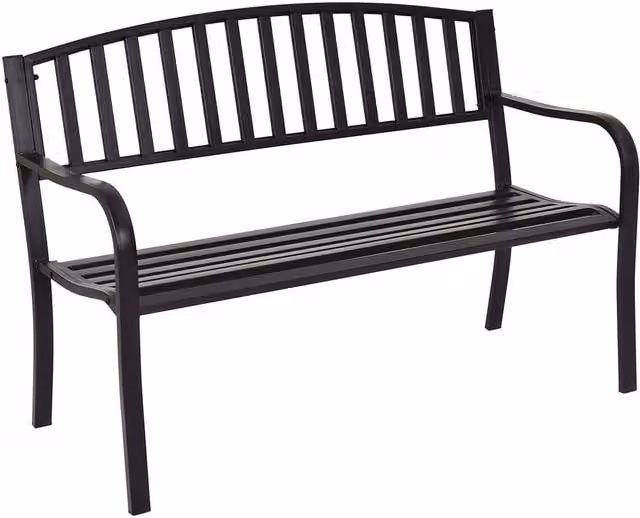 Costway Modern 2-Seater Metal Garden Bench Loveseat in Matt Black