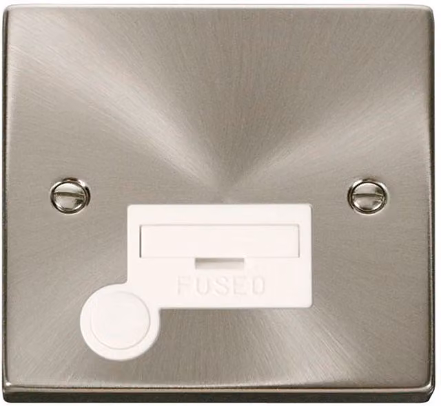 SE HOME Satin Brushed Chrome 13A Fused Connection Unit with Flex in White and Silver