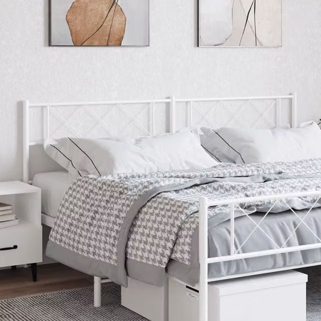 Berkfield Home Classic Metal Headboard in White, Width: 193 cm – 1