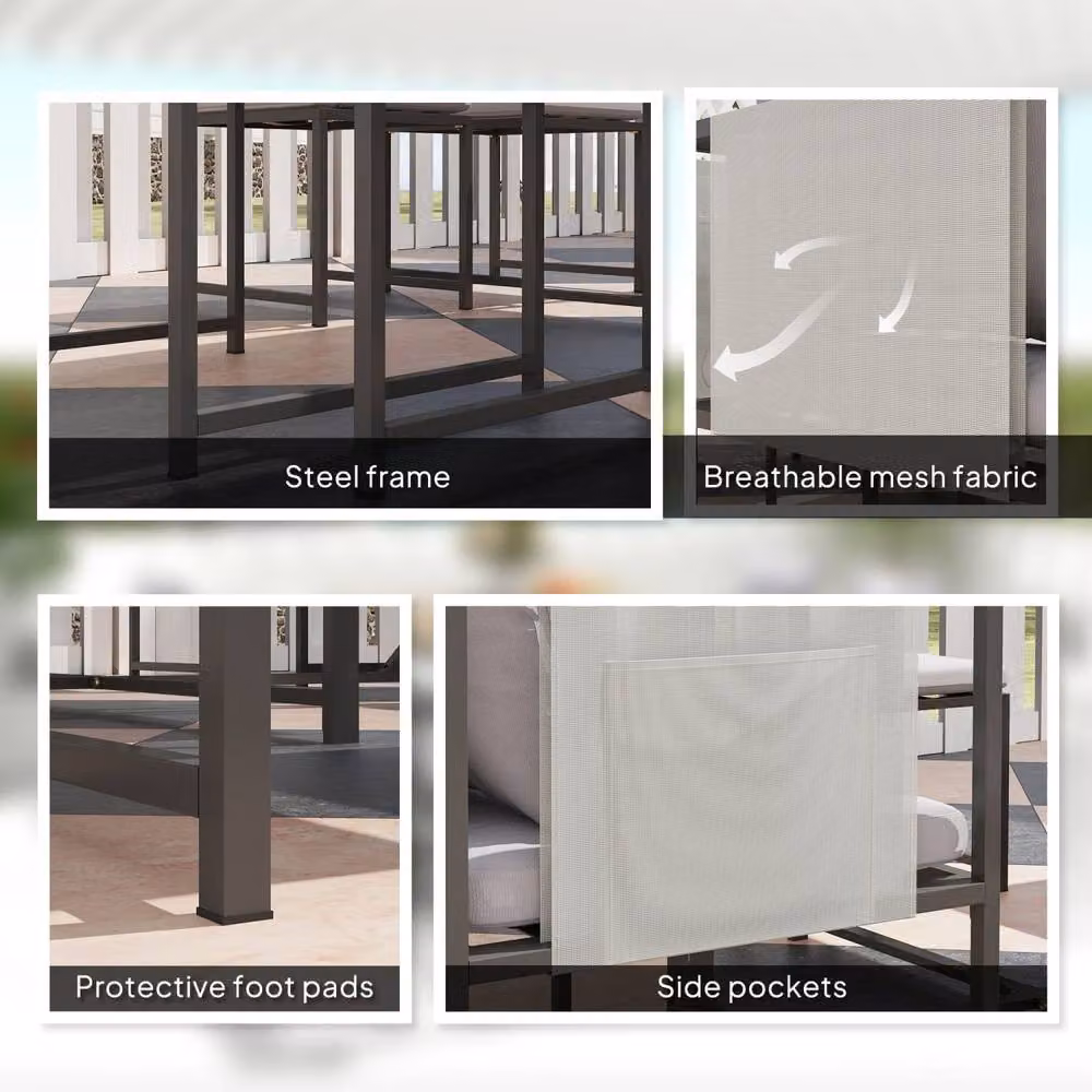 Wyld Haus Layori 8 Seater Grey Powder Coated Steel Garden Dining Set – 5