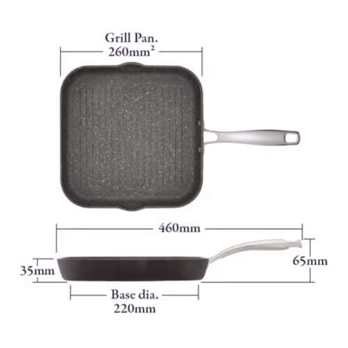 Stellar Rocktanium Grey Non-Stick Grill Pan, 26 cm, Oven and Dishwasher Safe, Induction Ready – 8