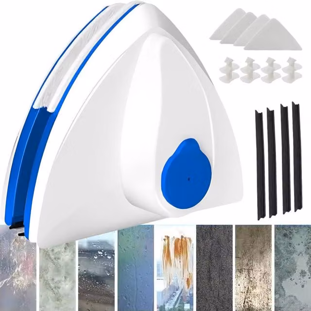 Hinsinc Magnetic Double Sided Window Cleaner and Glass Washer in Blue, White and Multicolour