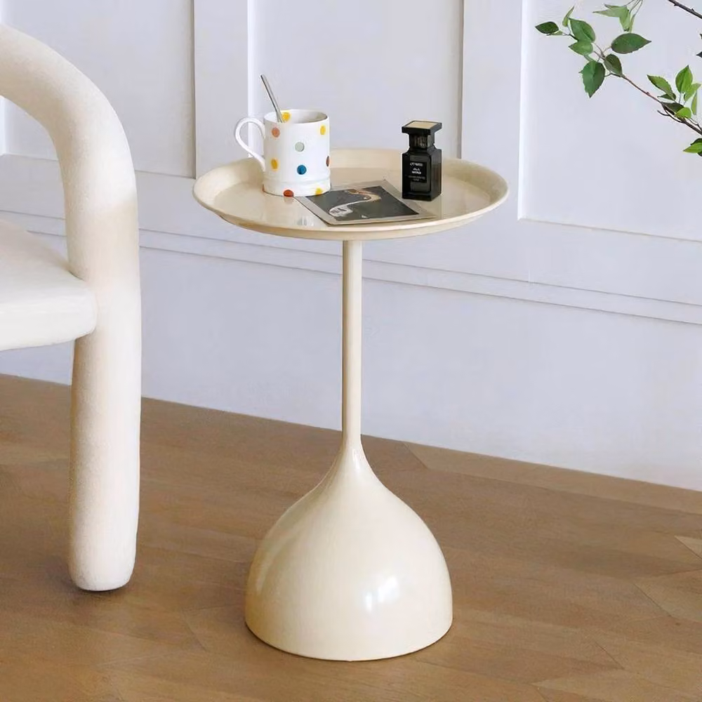 KORVIXA Metal Round Side Table in Beige – 2