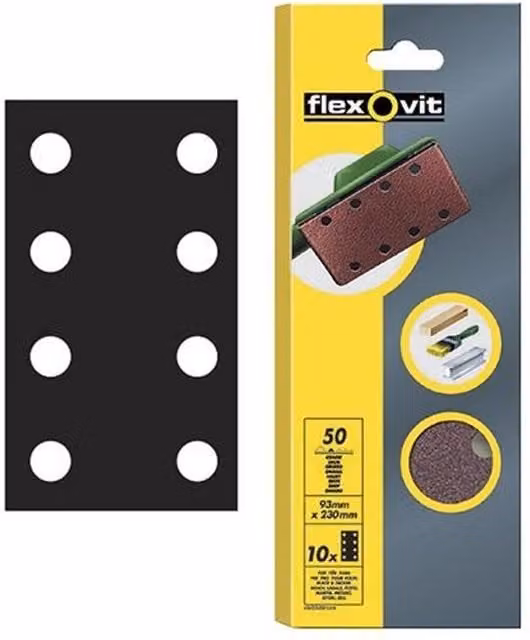 Flexovit Multi Colour Perforated Sanding Sheets for Orbital Sanders for Wood, Paint and Metal