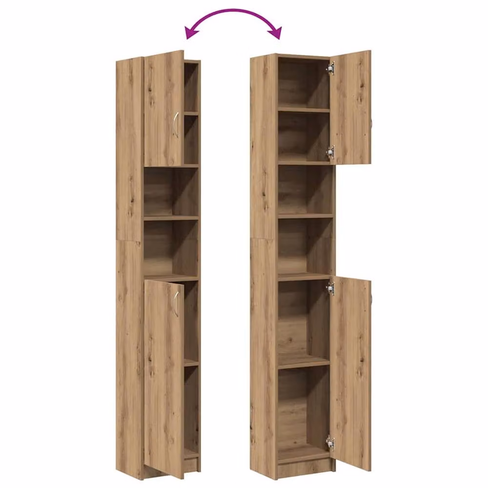 Berkfield Home Artisan Oak Bathroom Cabinet, Brown, W/D/H: 32 x 25.5 x 190 cm – 3