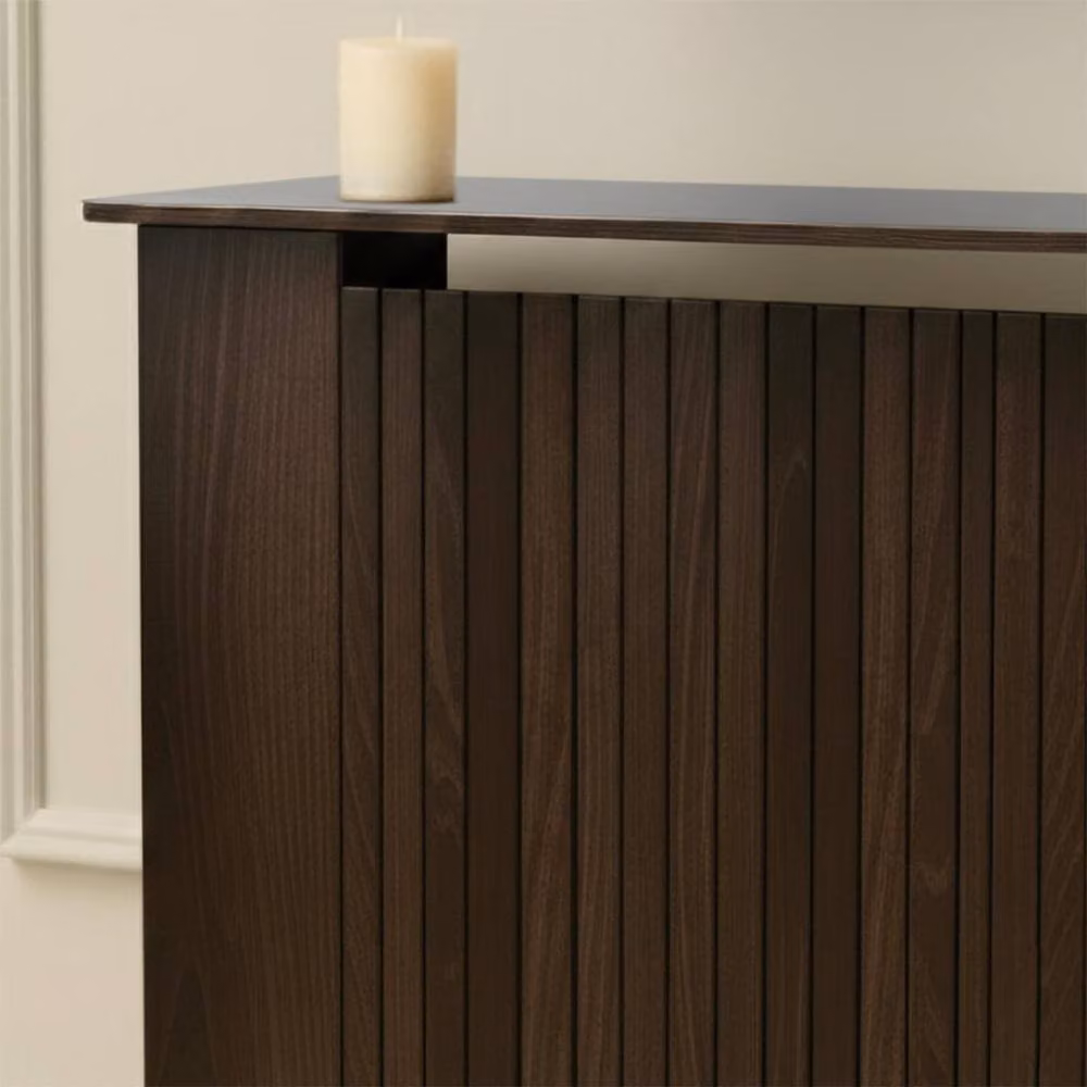 OHS Ribbed Small Radiator Cover in Dark Brown Matt Engineered Wood W/D/H: 82 x 78 x 19 cm – 2