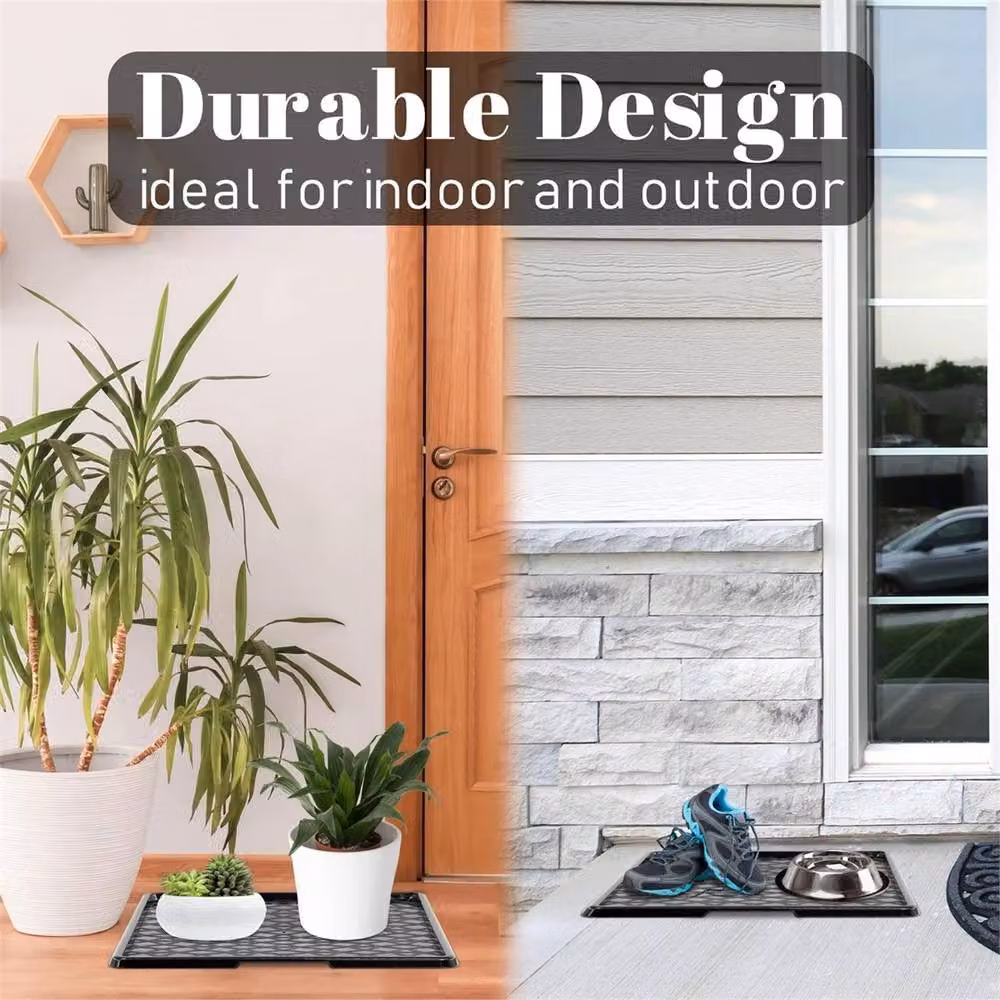 Nordara Set of 2 Indoor Shoe Mat Drip Trays with Raised Edges, Black, W: 49 cm, D: 35.5 cm – 4