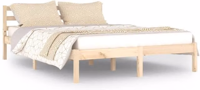 Berkfield Home Rustic Solid Wood Pine Day Bed in Beige, W/D/H: 140 x 200 cm