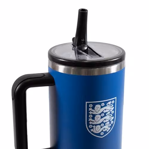 Hy-Pro Officially Licensed England FA Blue Thermal Flask with Handle and Straw, 1.18 l Stainless Steel Vacuum Insulated Water Bottle – 2