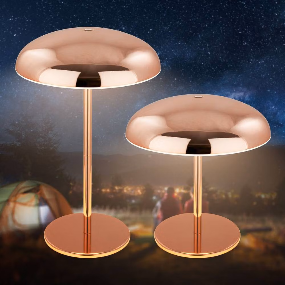 Briloner Rechargeable LED Table Lamp in Copper, Dimmable Touch Control Cordless Night Light with IP44 Rating, H 30.5 cm x W 19.5 cm x D 19.5 cm – 2