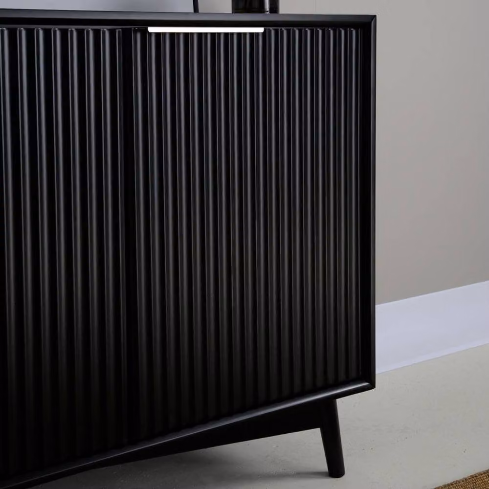 Home Garden Direct Monza 3 Door Sideboard in Black with Fluted Detailing and Mid-Century Design – 2