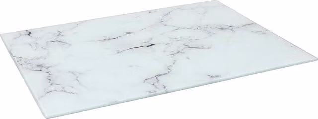 Harbour Housewares White Marble Effect Glass Chopping Board, W: 50 cm x D: 40 cm