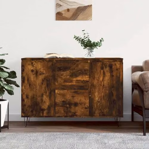 vidaXL Modern Sideboard in Smoked Oak, W/D/H: 101.5 x 35 x 70 cm – 2