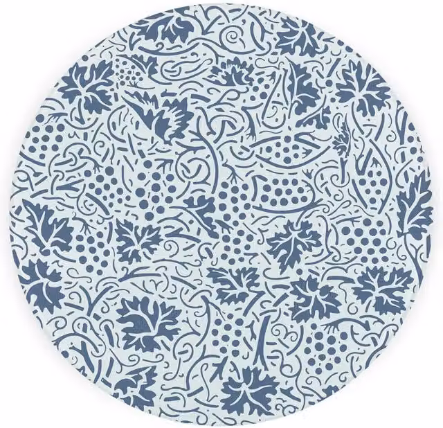 Purely Home Blue Oak Leaves and Berries Textured Glass Round Trivet
