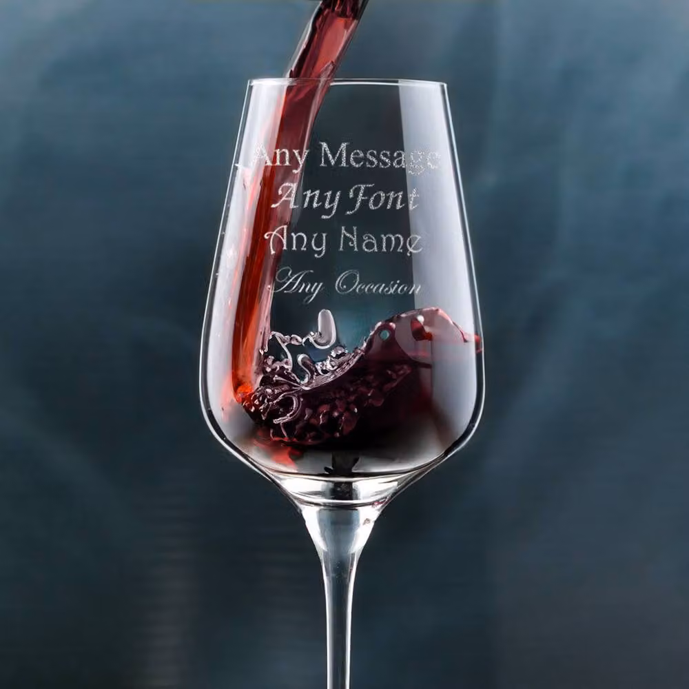 Uniqueful Personalised Large Lead-Free Crystal Wine Glass, 550ml, Clear – 3