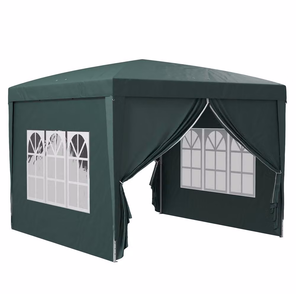 STILVORA Pop-Up Gazebo in Green and Silver with 4 Removable Walls, W: 300 cm, D: 300 cm, H: 258 cm – 3