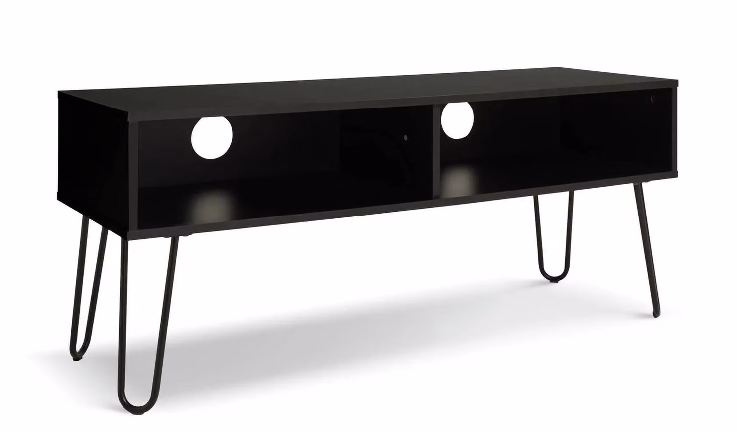 Tyler Black Industrial TV Unit Media Stand and Storage Cabinet W/D/H: 120 x 40 x 50 cm