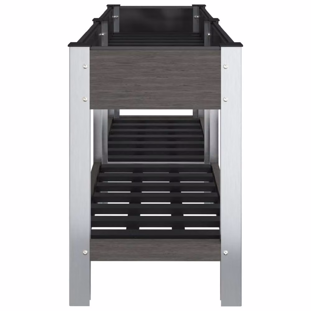 Berkfield Home Garden Grey Raised Bed with Shelf, W/D/H: 150 x 50 x 75 cm – 3