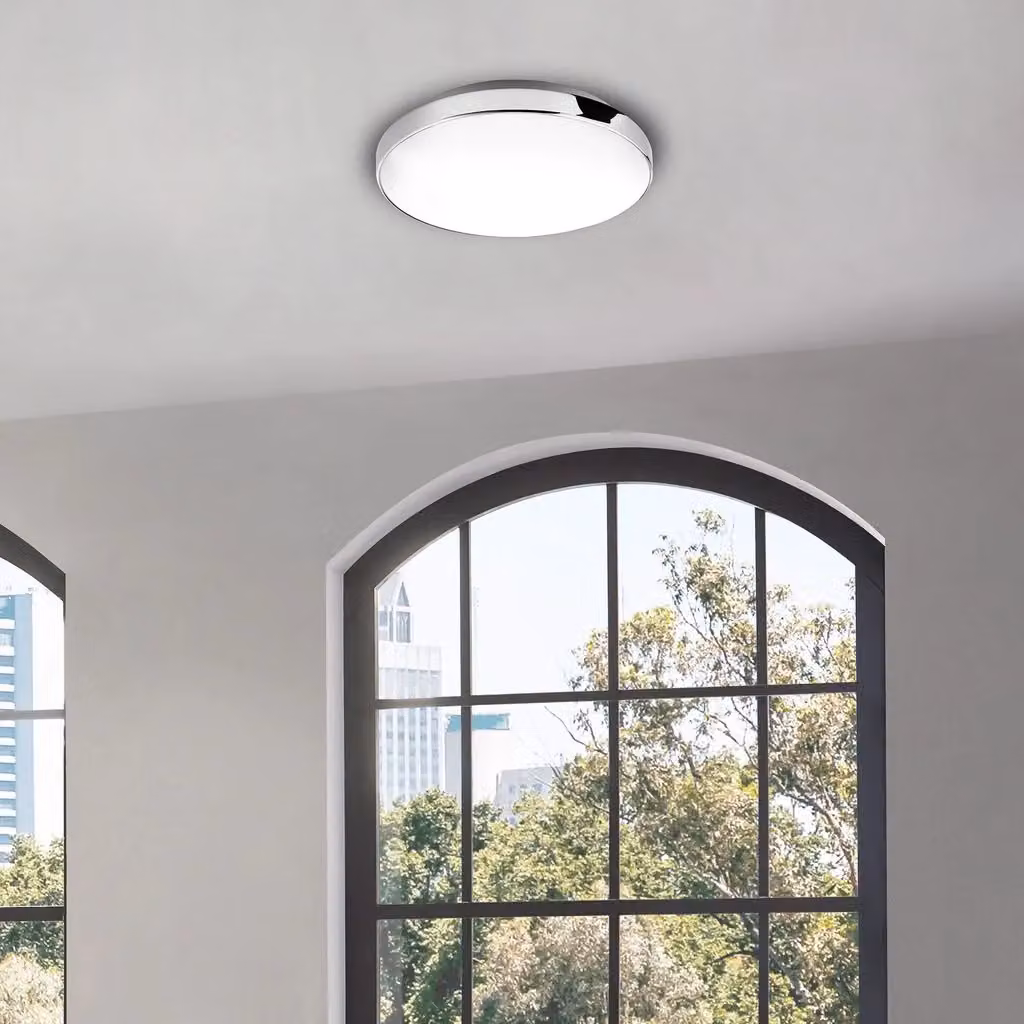 Briloner Leuchten 3351-016 LED Ceiling Light, White and Chrome, IP44, 13W, 1200 Lumen, 4000K, Diameter: 28.5 cm – 4