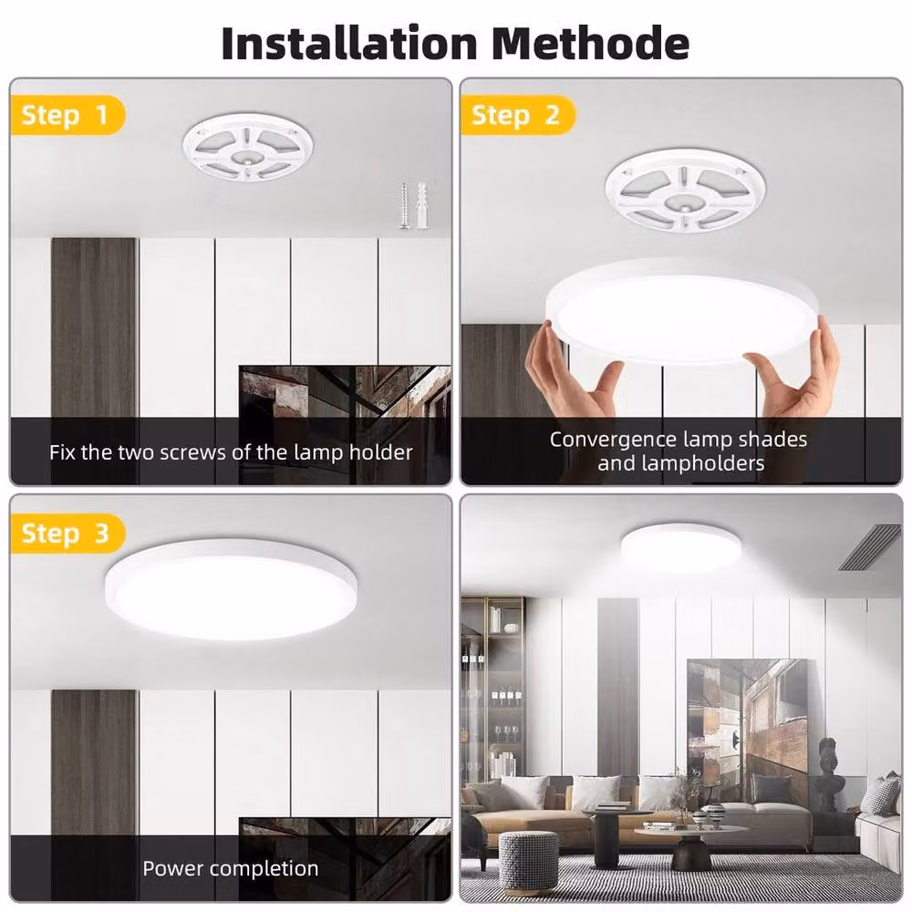 NESTLUNE 36W LED Round Flat Ceiling Light in White – 3