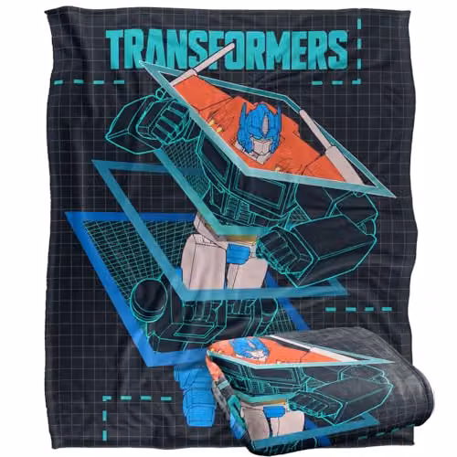 LOGOVISION Transformers Schematic Break Optimus Prime Super Soft Fleece Throw Blanket, W/D: 152 x 127 cm, Multicolour – 1