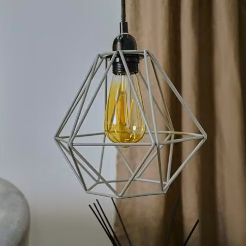 ValueLights Set of 2 Grey Metal Industrial Lantern Pendant Light Shades, Shade Width: 23.5 cm – 2