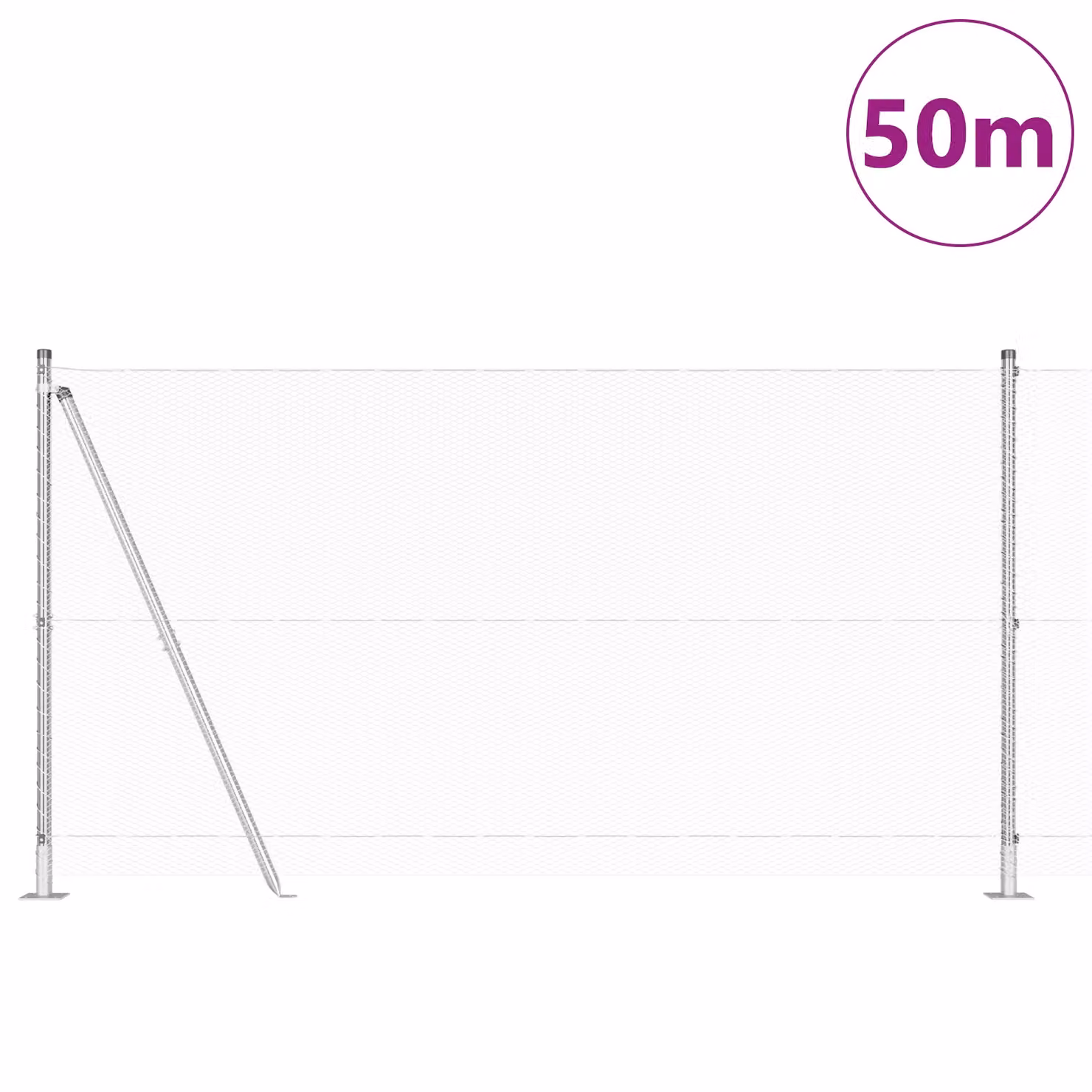 Berkfield Home Hexagon Fence in Silver Galvanised Steel, H: 120 cm x L: 50 m – 2