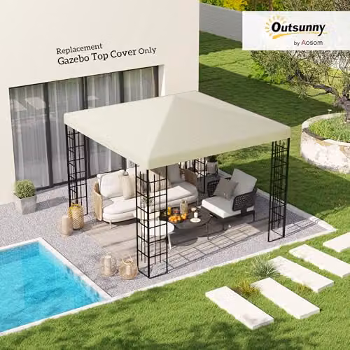 Outsunny Gazebo Canopy Replacement Cover with Drain Holes, Cream White, 3 x 3 m – 2