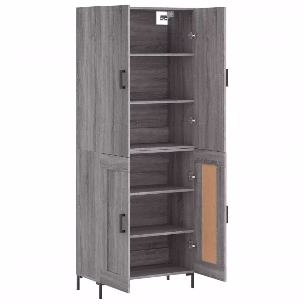 Berkfield Home Grey Sonoma Highboard with Hinged Doors and Internal Shelves, W/D/H: 69.5 x 34 x 180 cm – 3
