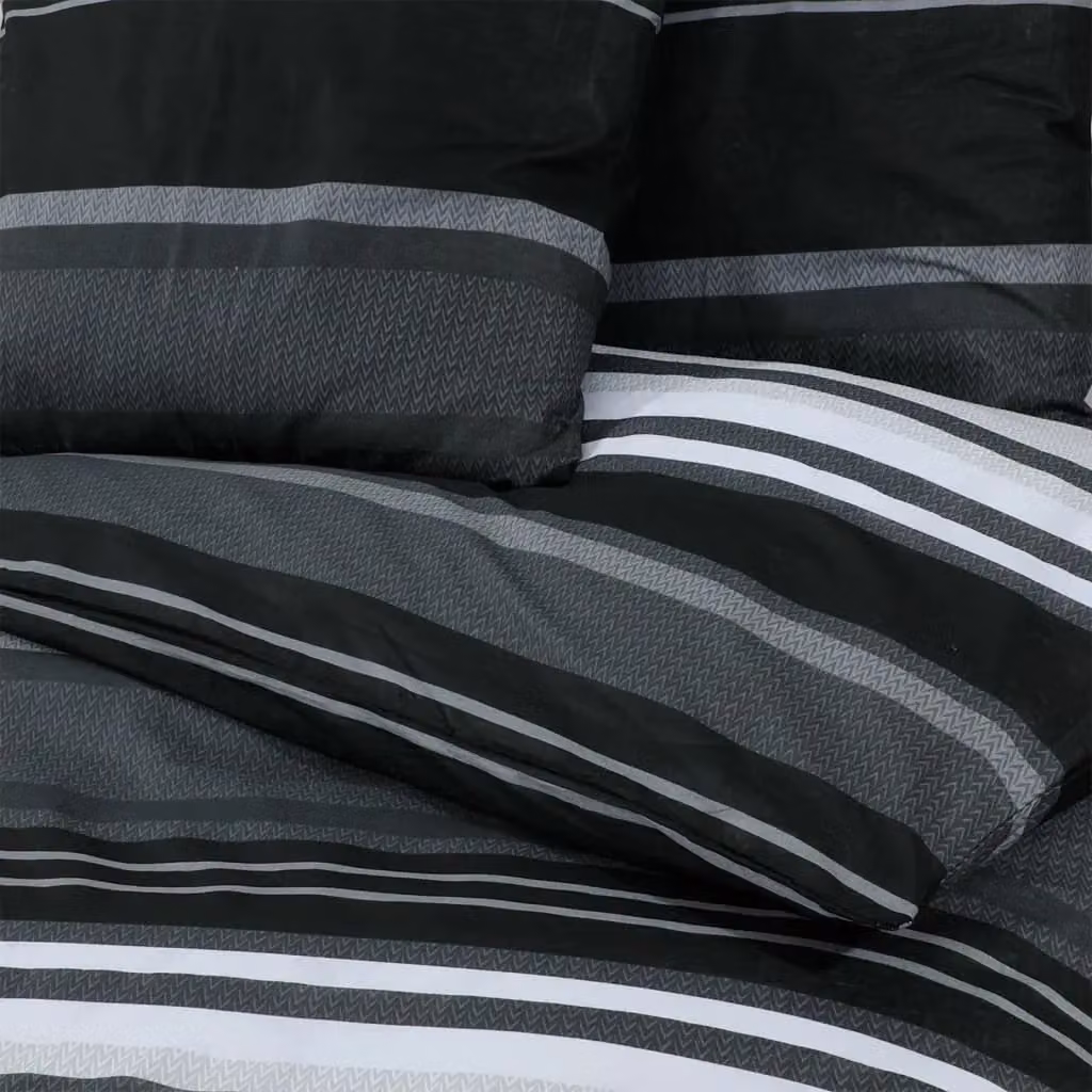 Berkfield Home Striped Cotton Duvet Cover and Pillowcase Set in Black and White, 200 x 200 cm – 5