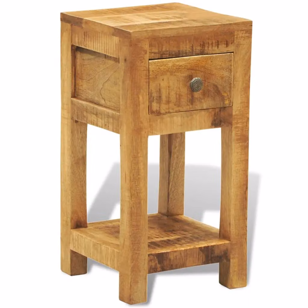 Berkfield Home Rustic Solid Mango Wood Nightstand with 1 Drawer in Brown – 2